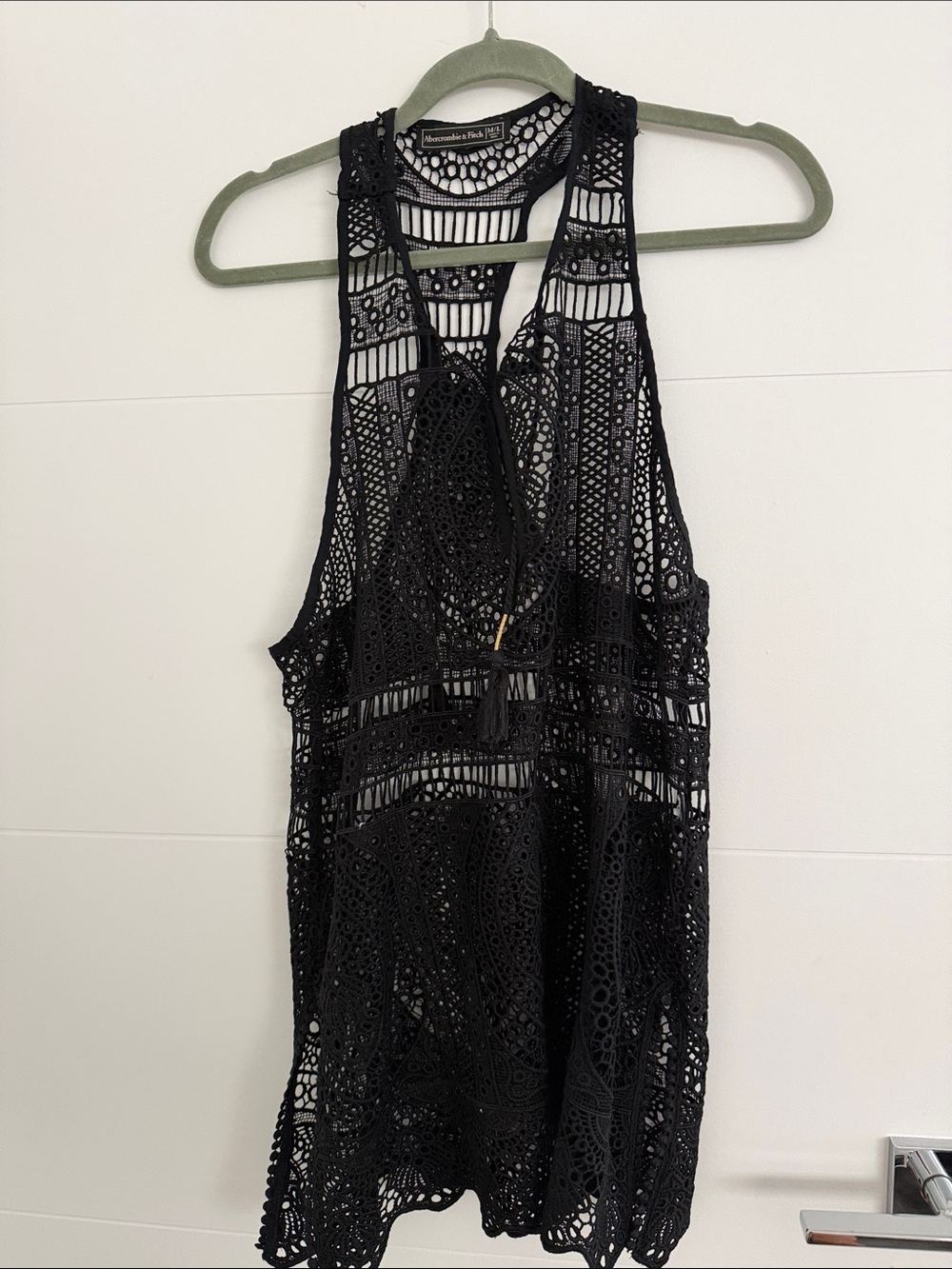 Black Crochet Sleeveless Cover-Up